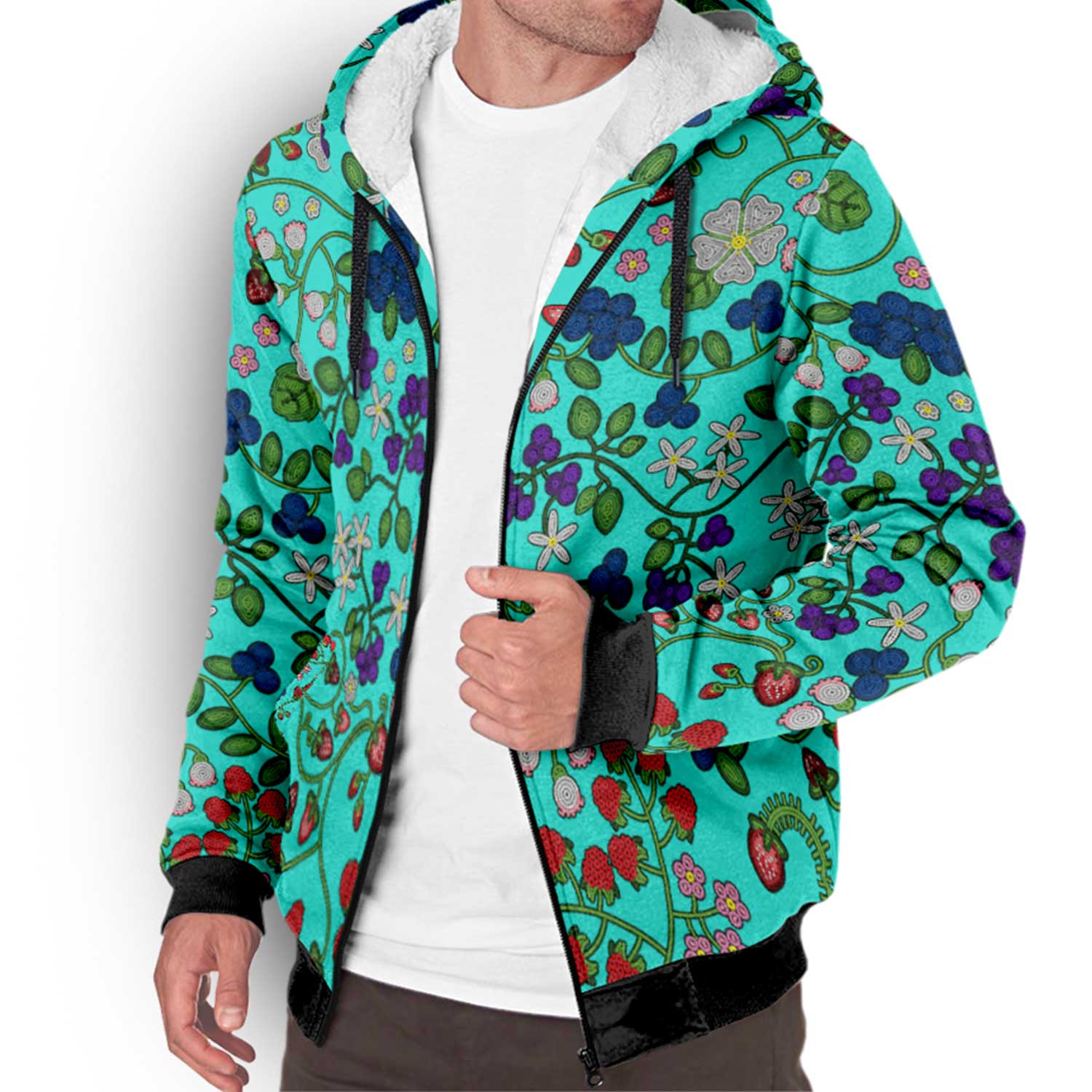 Grandmother Stories Turquoise Sherpa Hoodie