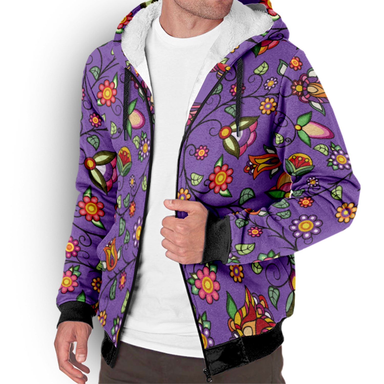 Heartbeat Petals Purple Sherpa Hoodie