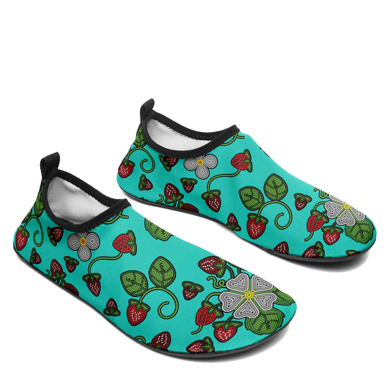 Strawberry Dreams Turquoise Kid's Sockamoccs Slip On Shoes