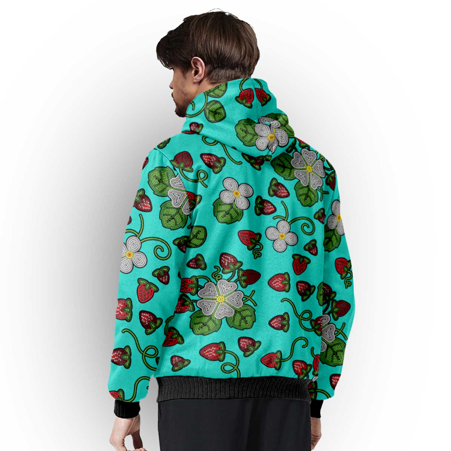 Strawberry Dreams Turquoise Sherpa Hoodie