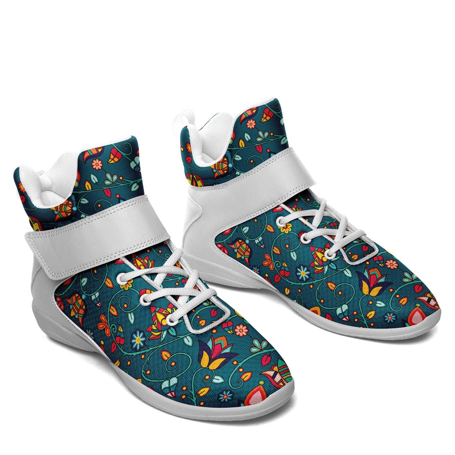 Thorny Path Teal Ipottaa Basketball / Sport High Top Shoes - White Sole