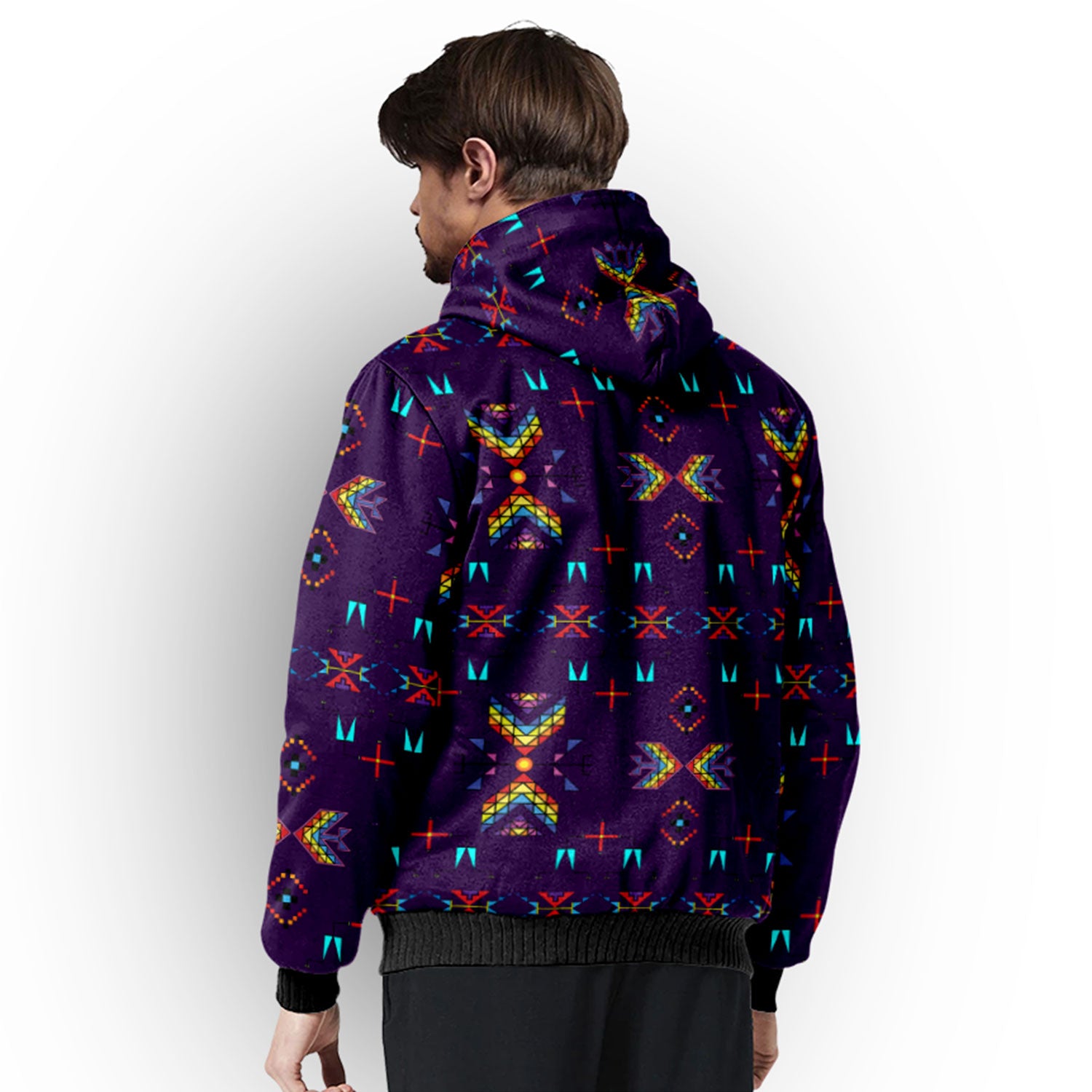 Rainy Chief Rainbow Dark Purple Sherpa Hoodie