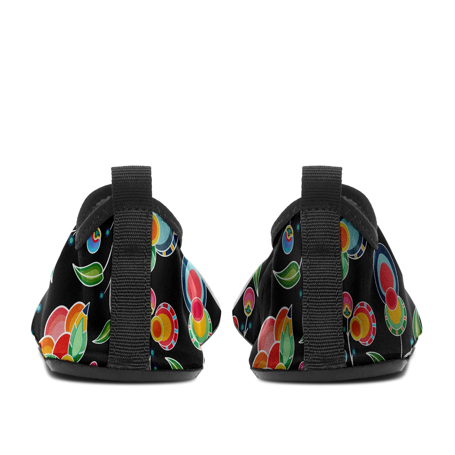 Floral Bounty Black Kid's Sockamoccs Slip On Shoes