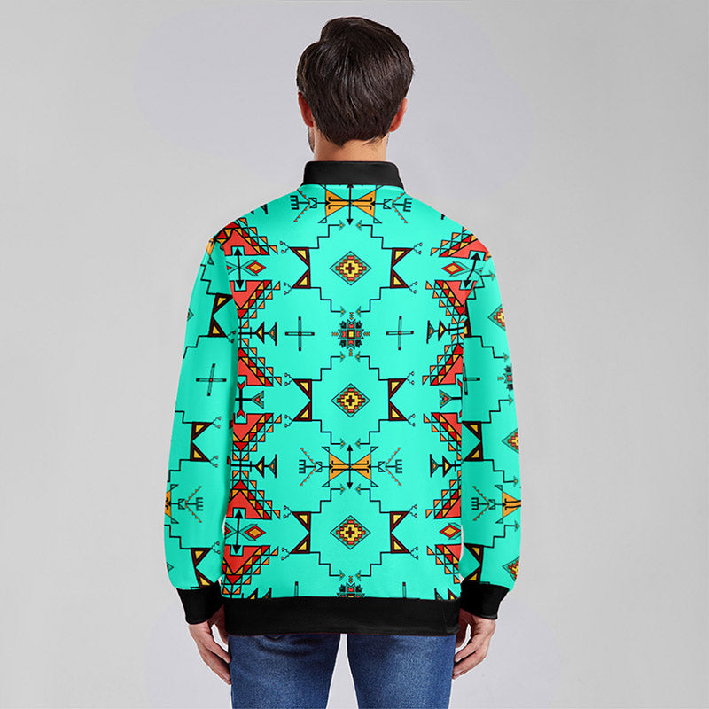 Thunder Flight Turquoise Zippered Collared Lightweight Jacket