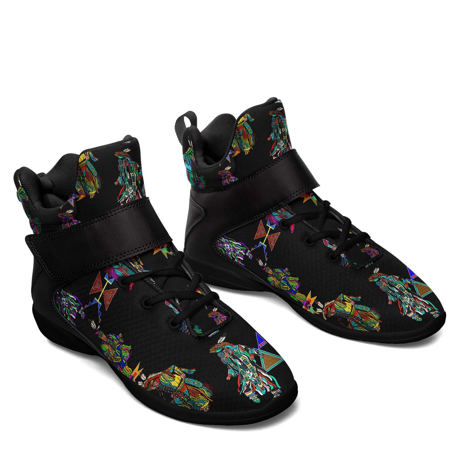 Men's Grass Dancers Black Ipottaa Basketball / Sport High Top Shoes - Black Sole