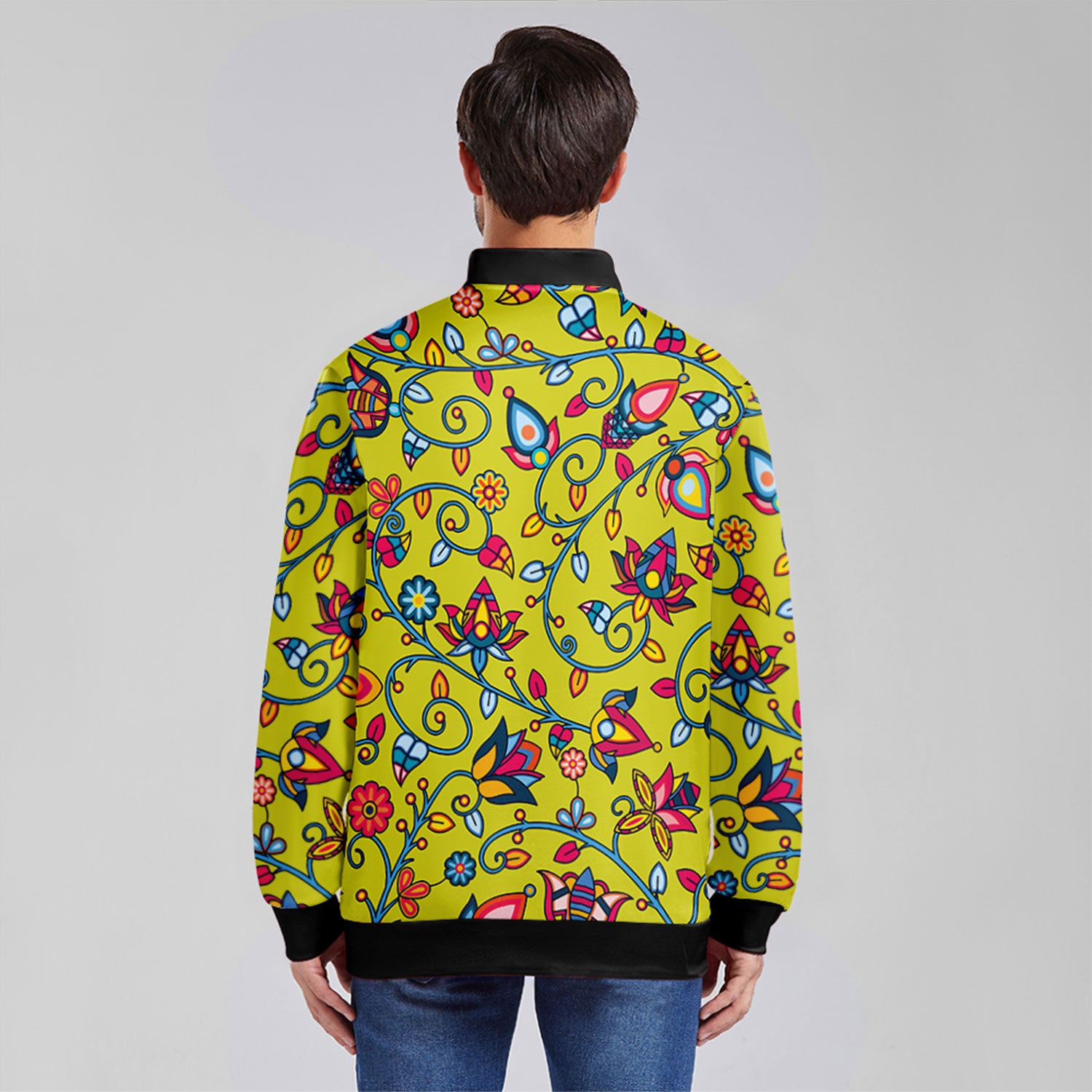 Thorny Path Yellow Zippered Collared Lightweight Jacket