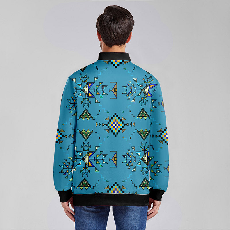 Bear Shield Blue Zippered Collared Lightweight Jacket