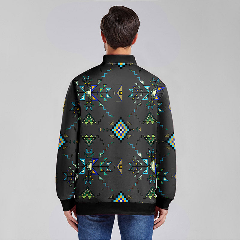 Bear Shield Dark Gray Blue Youth Zippered Collared Lightweight Jacket