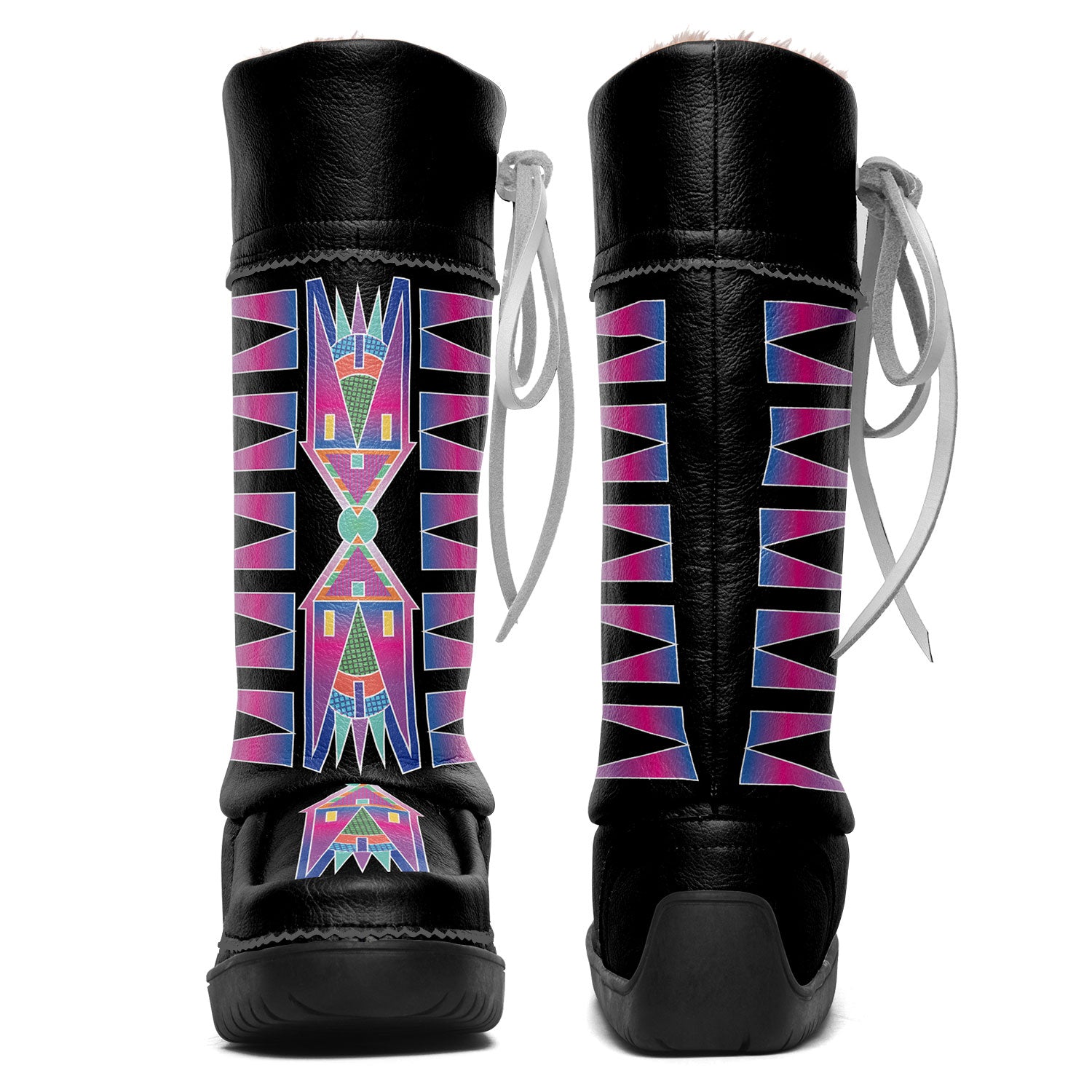 Rainbow Spirit Path Winterberry Black Real Leather MocLux