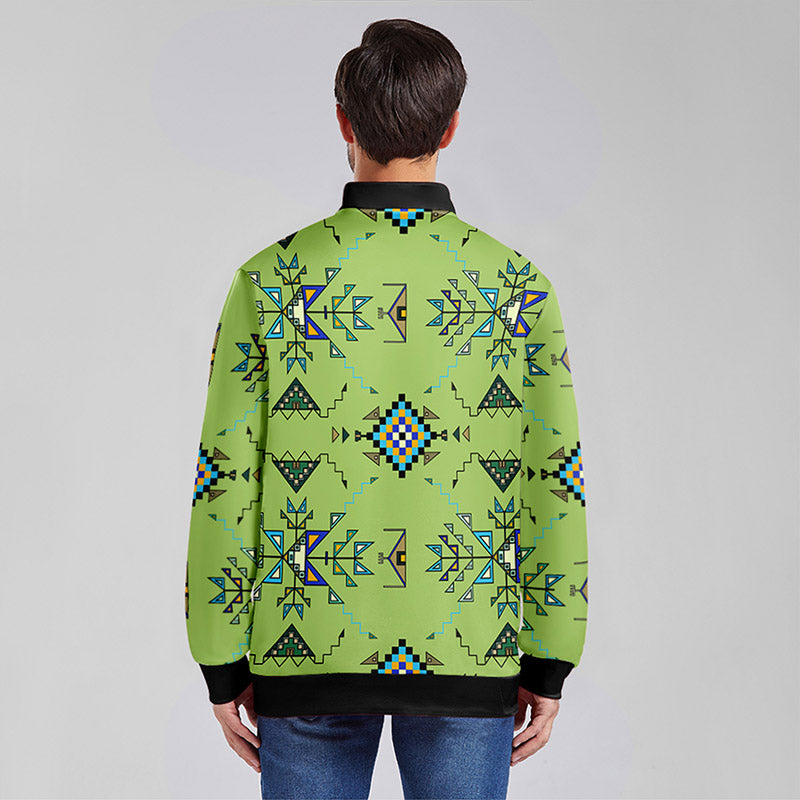 Bear Shield Green Youth Zippered Collared Lightweight Jacket