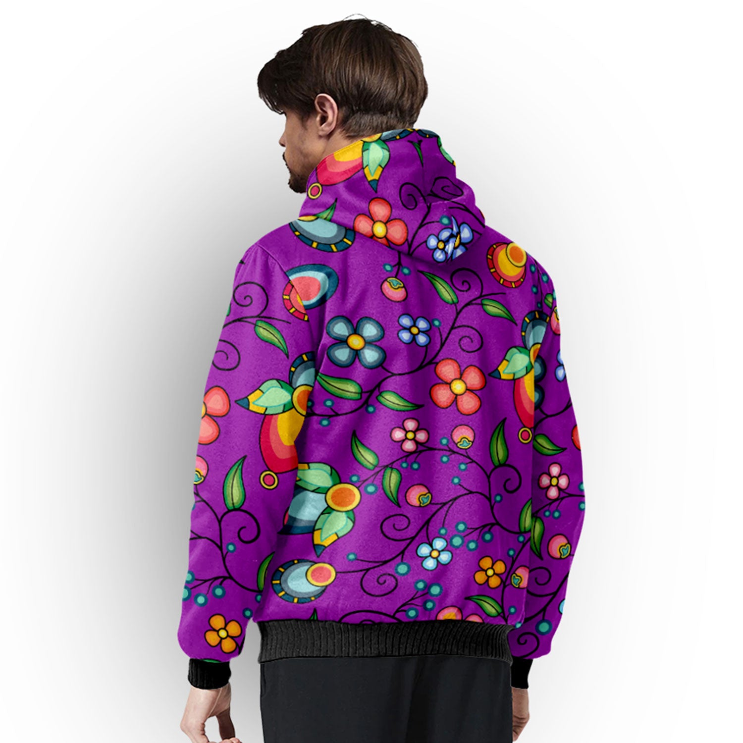 Floral Bounty Purple Sherpa Hoodie