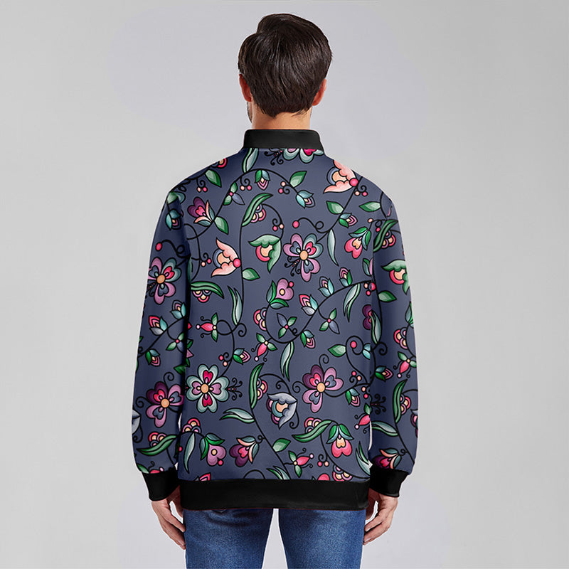 Amber Evening Garland Blue Zippered Collared Lightweight Jacket