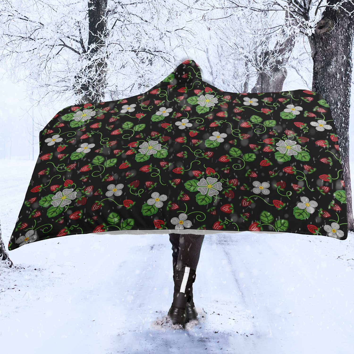Strawberry Dreams Midnight Hooded Blanket