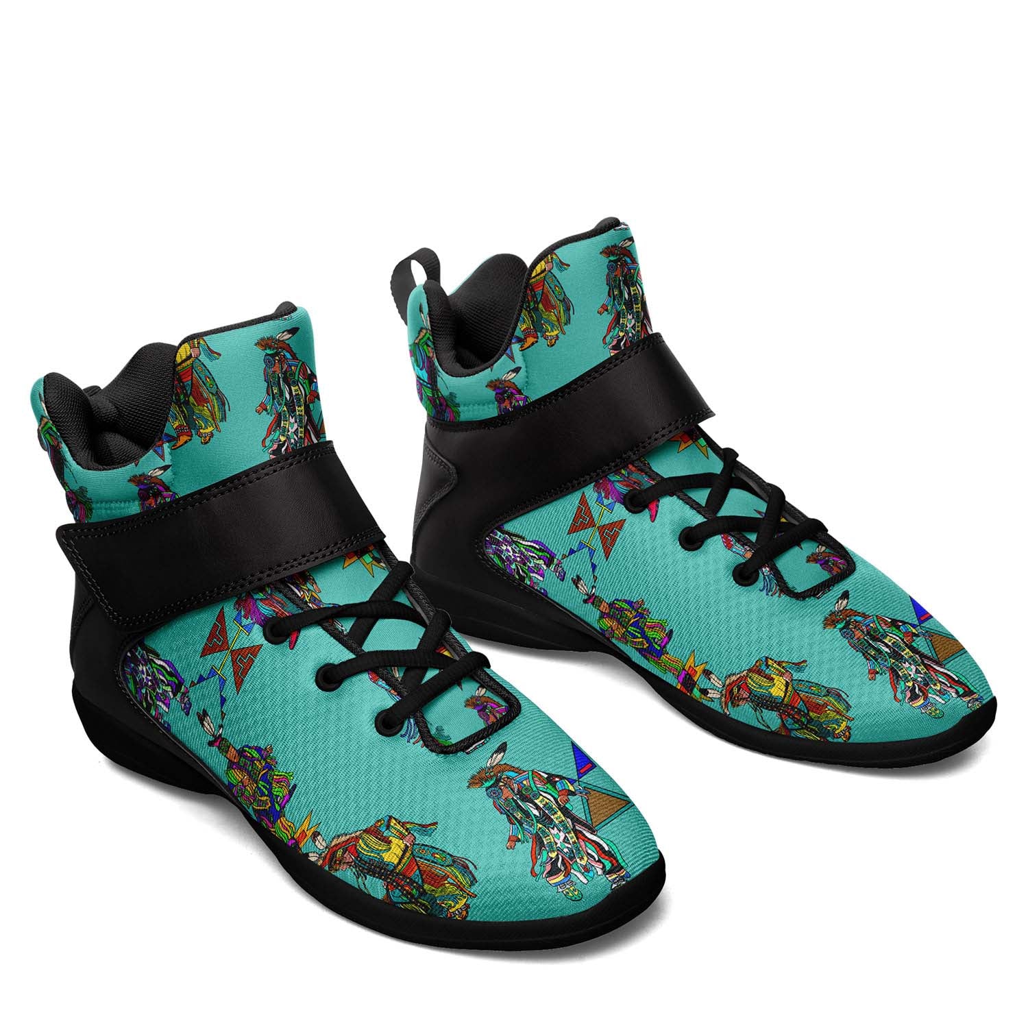 Men's Grass Dancers Eggshell Blue Ipottaa Basketball / Sport High Top Shoes - Black Sole