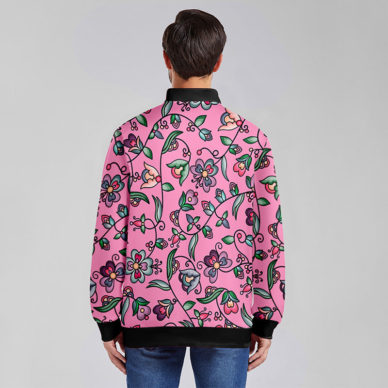 Amber Evening Garland Pink Zippered Collared Lightweight Jacket