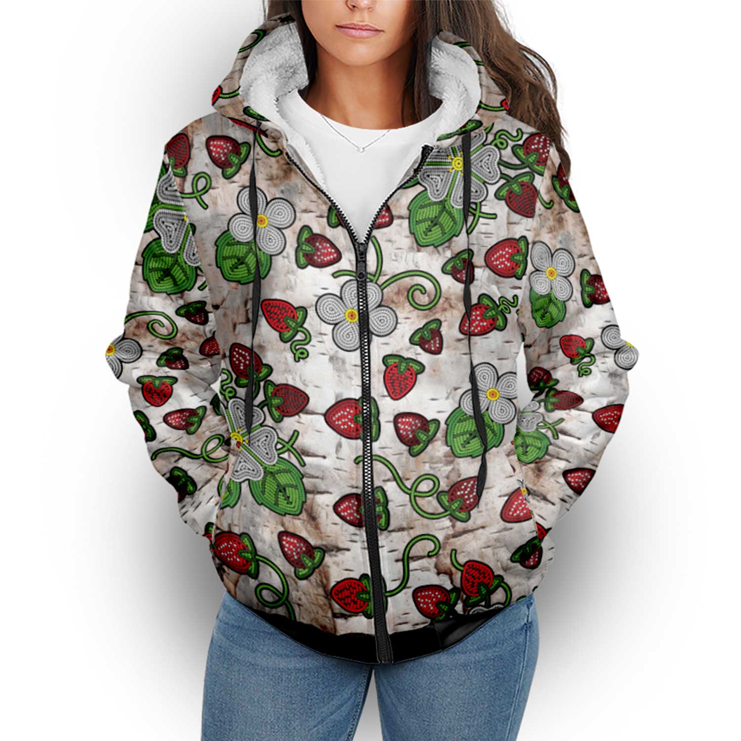 Strawberry Dreams Br Bark Sherpa Hoodie