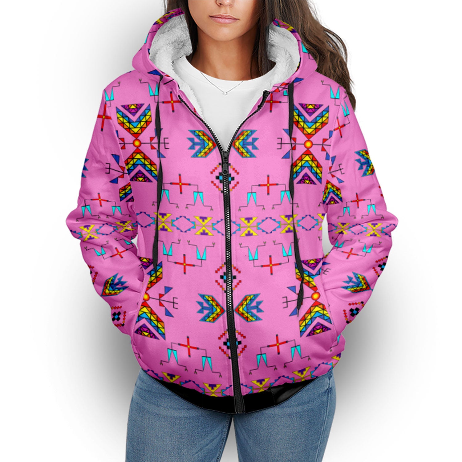 Rainy Chief Rainbow Blush Sherpa Hoodie