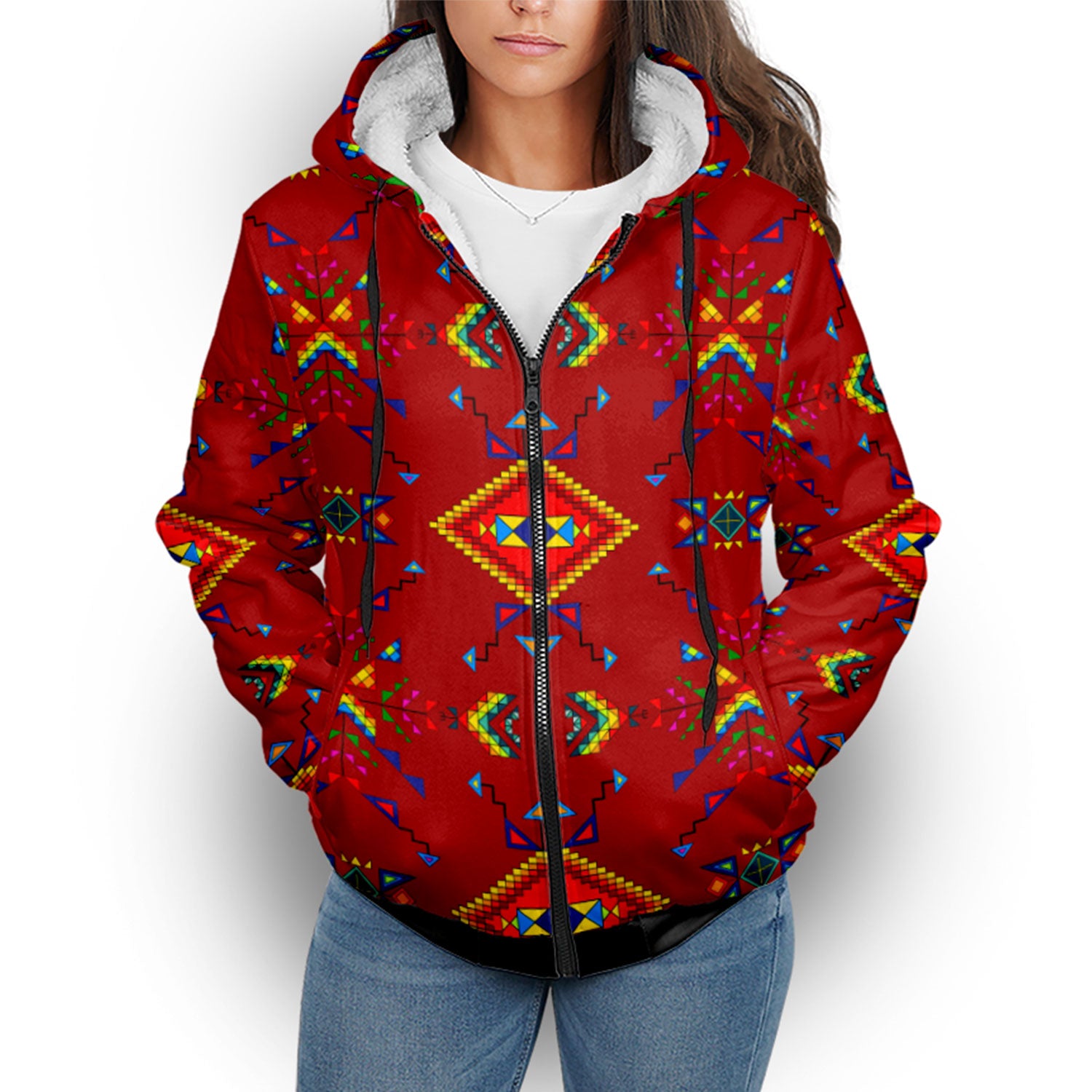 Buffalo Jump Red Sherpa Hoodie