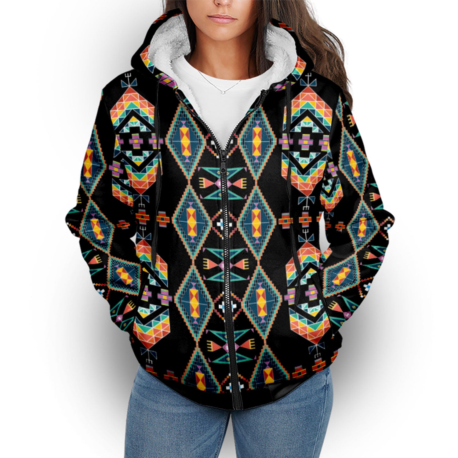 Travois Tipi Black Sherpa Hoodie