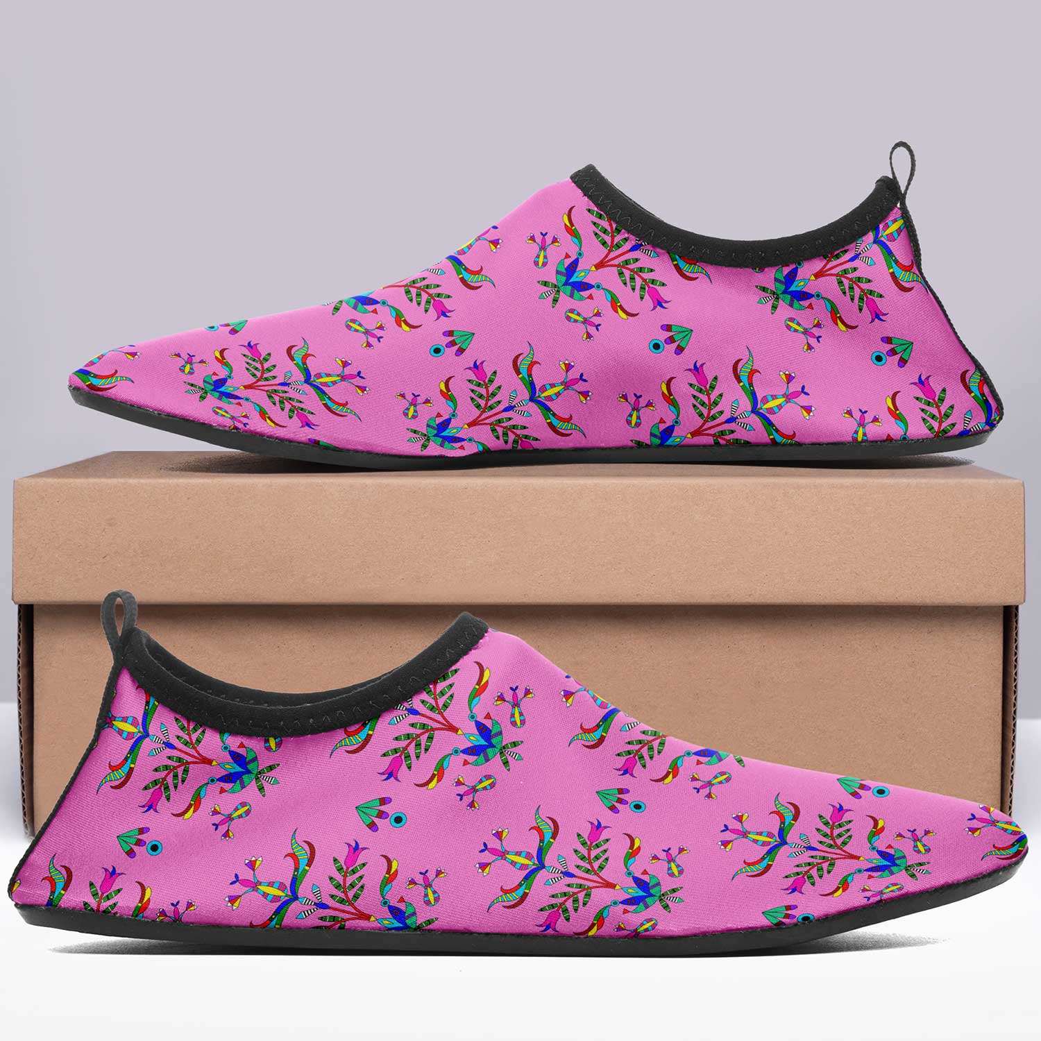 Dakota Damask Cheyenne Pink Kid's Sockamoccs Slip On Shoes