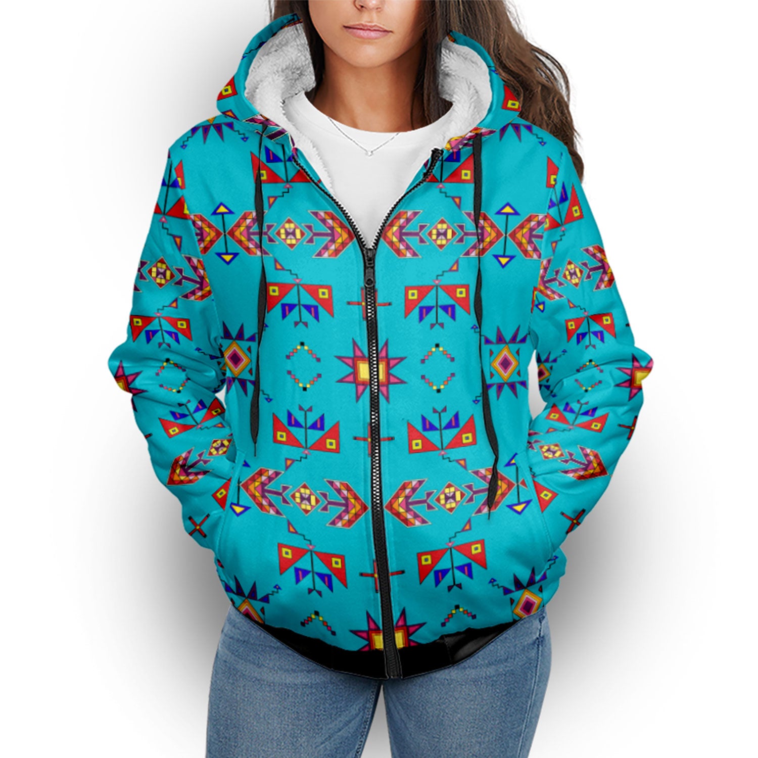 Scattered Generations Turquoise Sherpa Hoodie