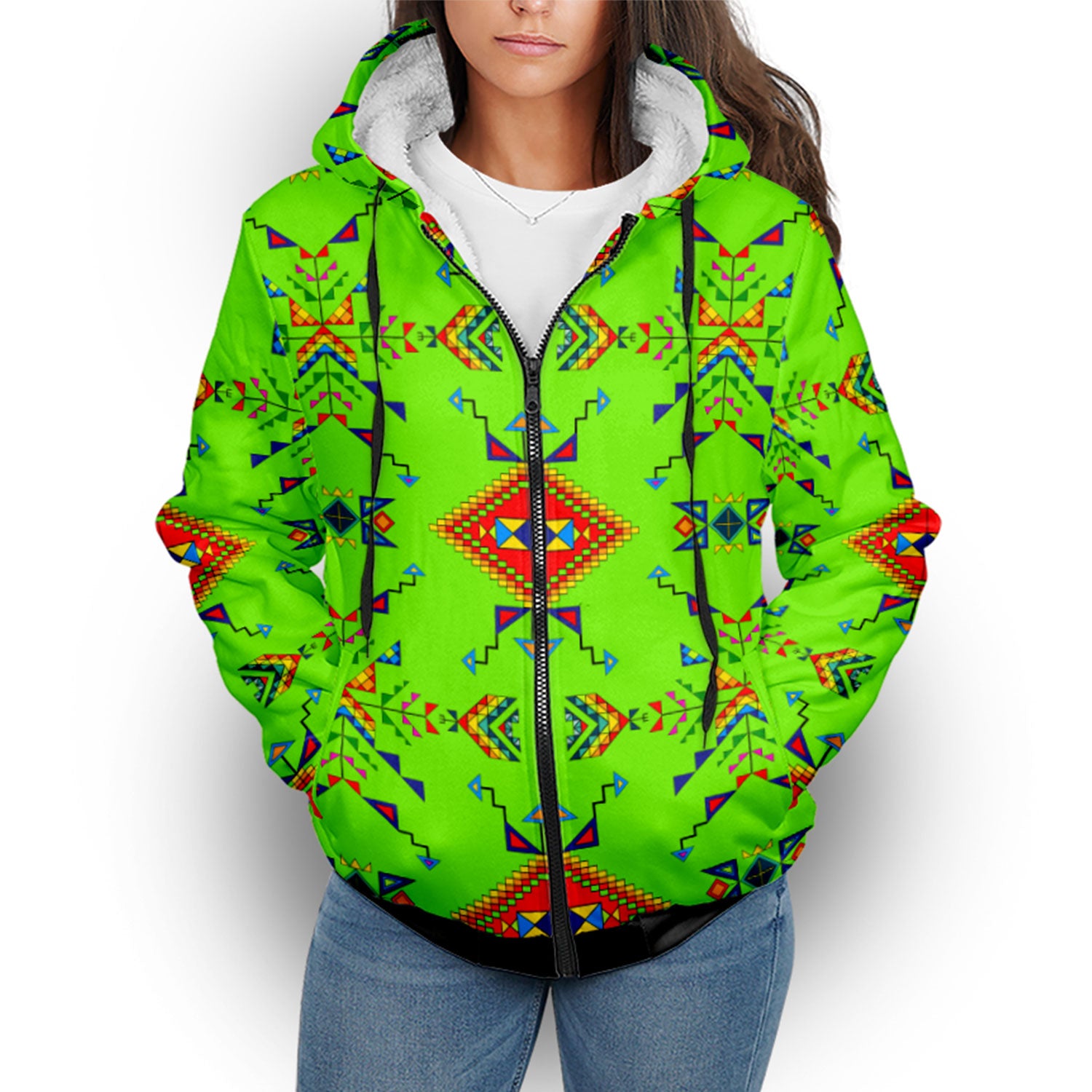 Buffalo Jump Neon Green Sherpa Hoodie