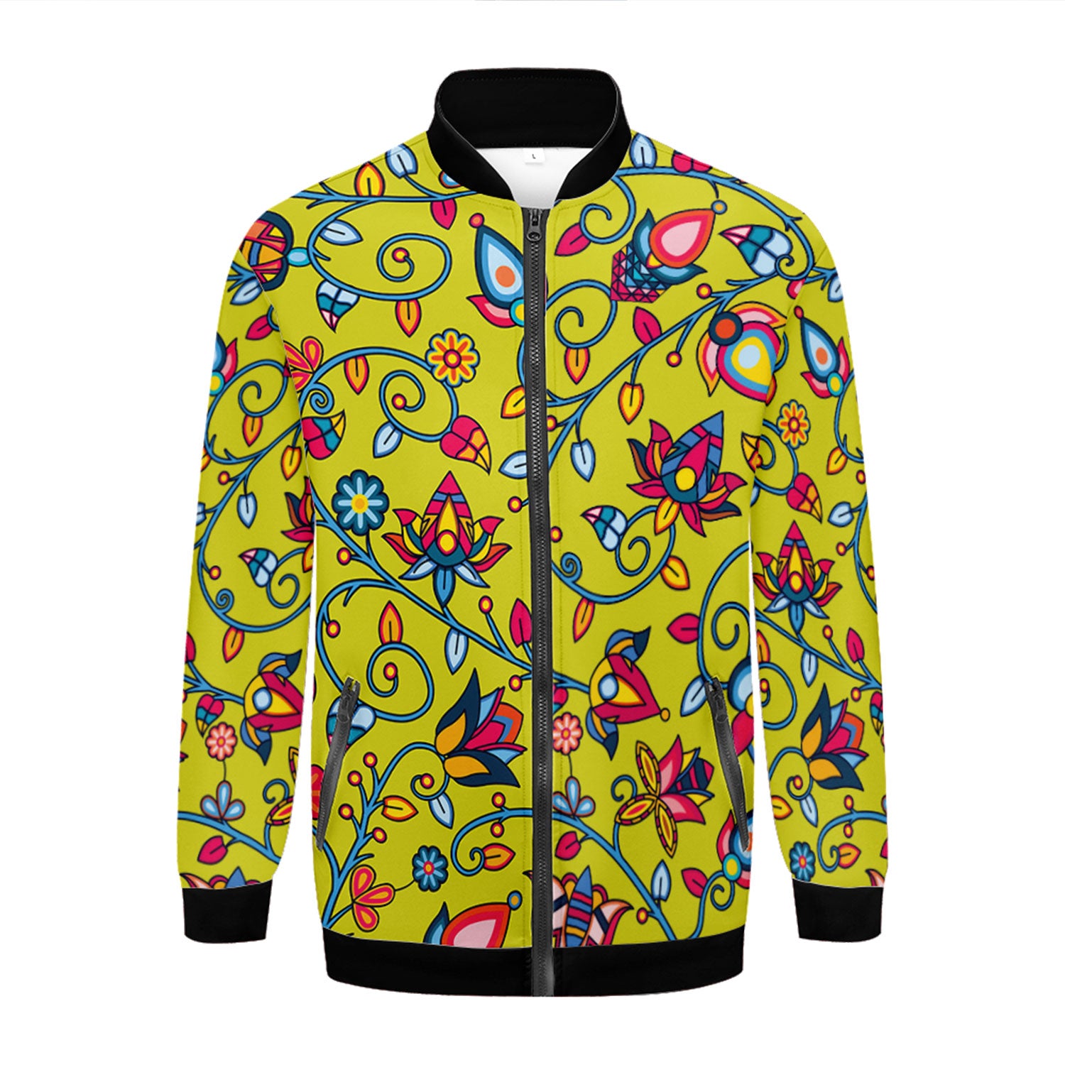 Thorny Path Yellow Zippered Collared Lightweight Jacket