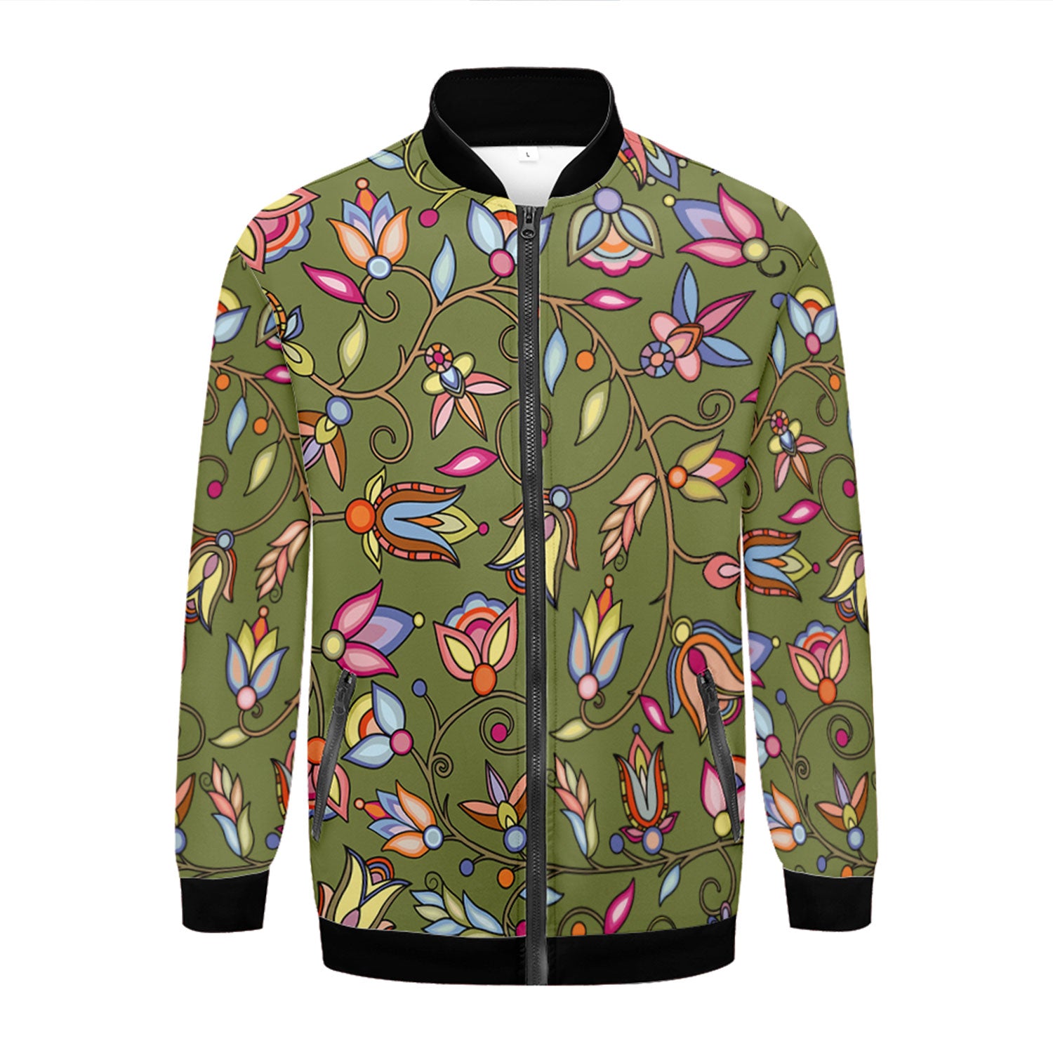 Buffalo Bloom Sage Zippered Collared Lightweight Jacket