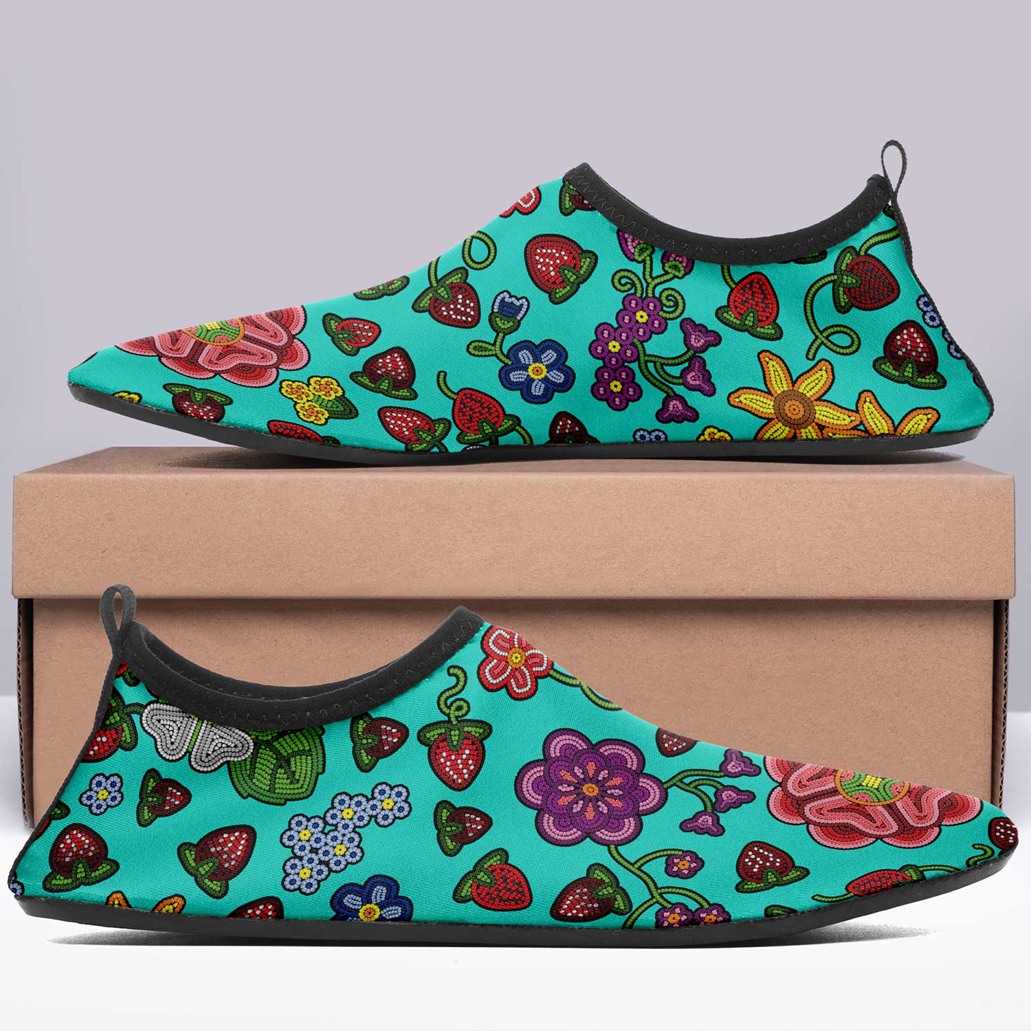 Berry Pop Turquoise Kid's Sockamoccs Slip On Shoes