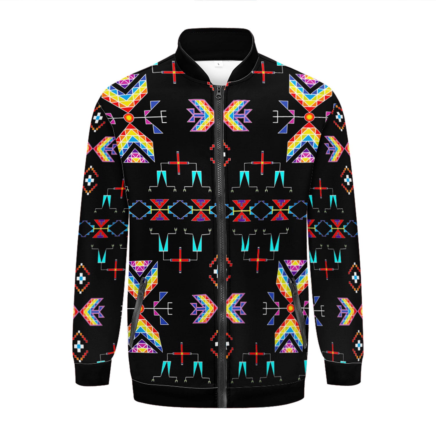 Rainy Chief Rainbow Black Zippered Collared Lightweight Jacket