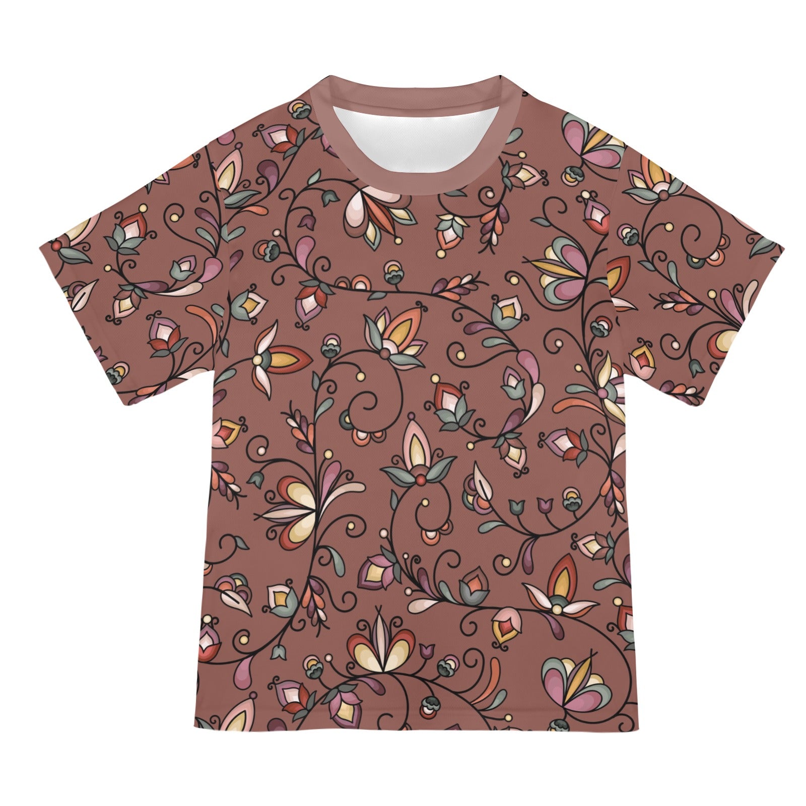 Burnt Sky Petals Brown T-shirt for Women