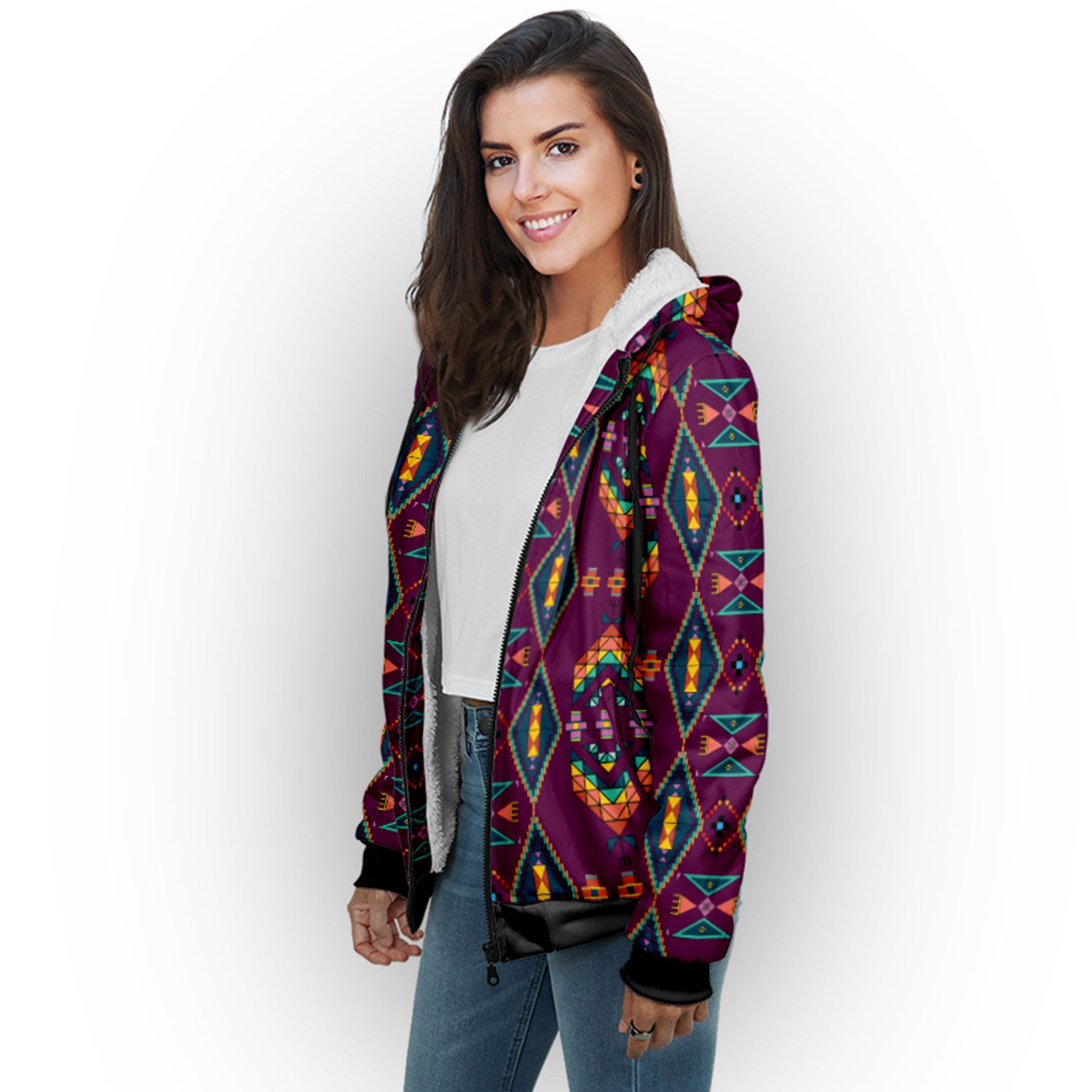 Travois Tipi Berry Sherpa Hoodie