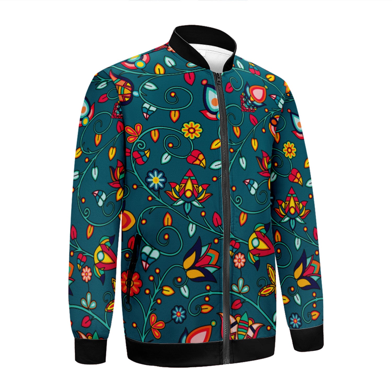 Thorny Path Teal Zippered Collared Lightweight Jacket