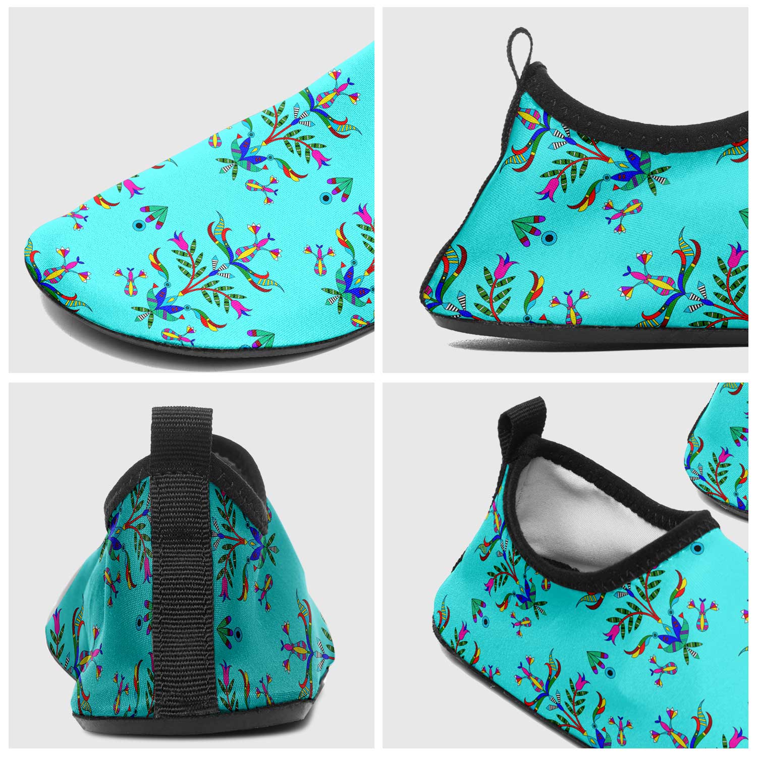 Dakota Damask Turquoise Kid's Sockamoccs Slip On Shoes