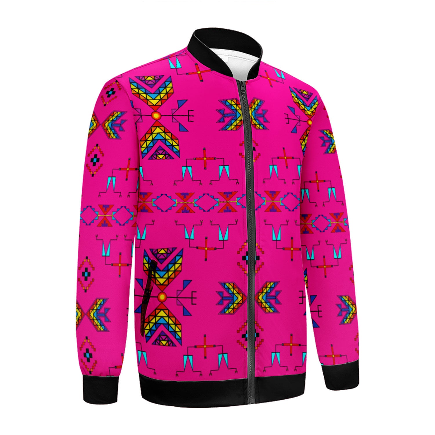 Rainy Chief Rainbow Hot Pink Zippered Collared Lightweight Jacket