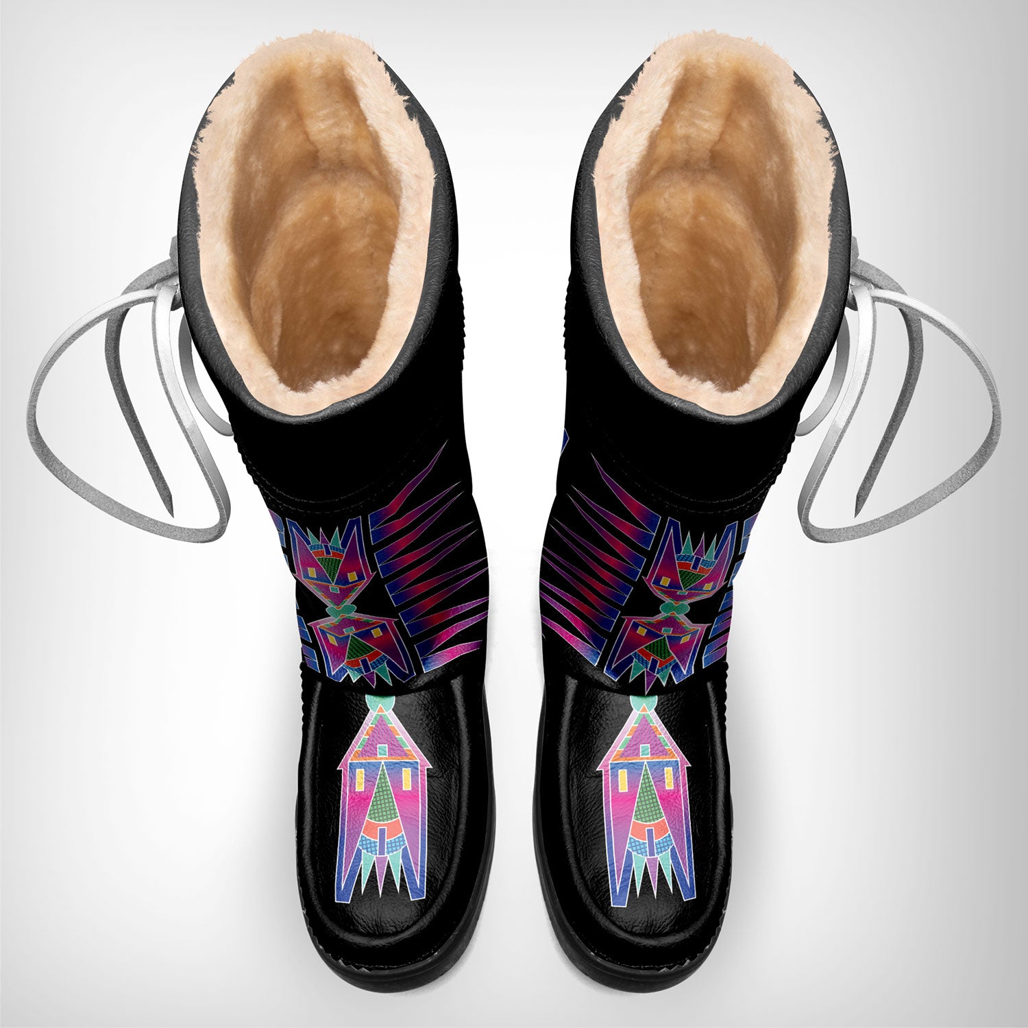 Rainbow Spirit Path Winterberry Black Real Leather MocLux