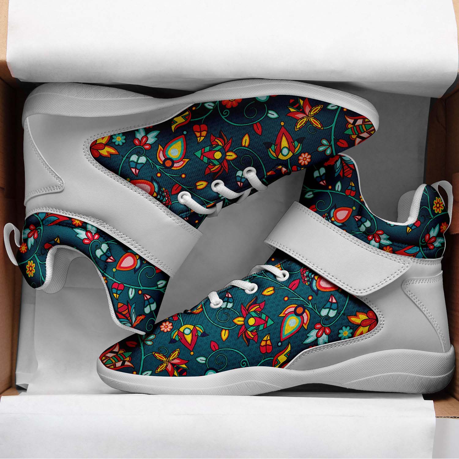 Thorny Path Teal Ipottaa Basketball / Sport High Top Shoes - White Sole