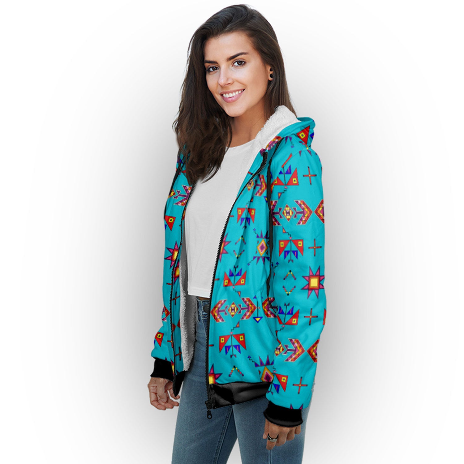 Scattered Generations Turquoise Sherpa Hoodie