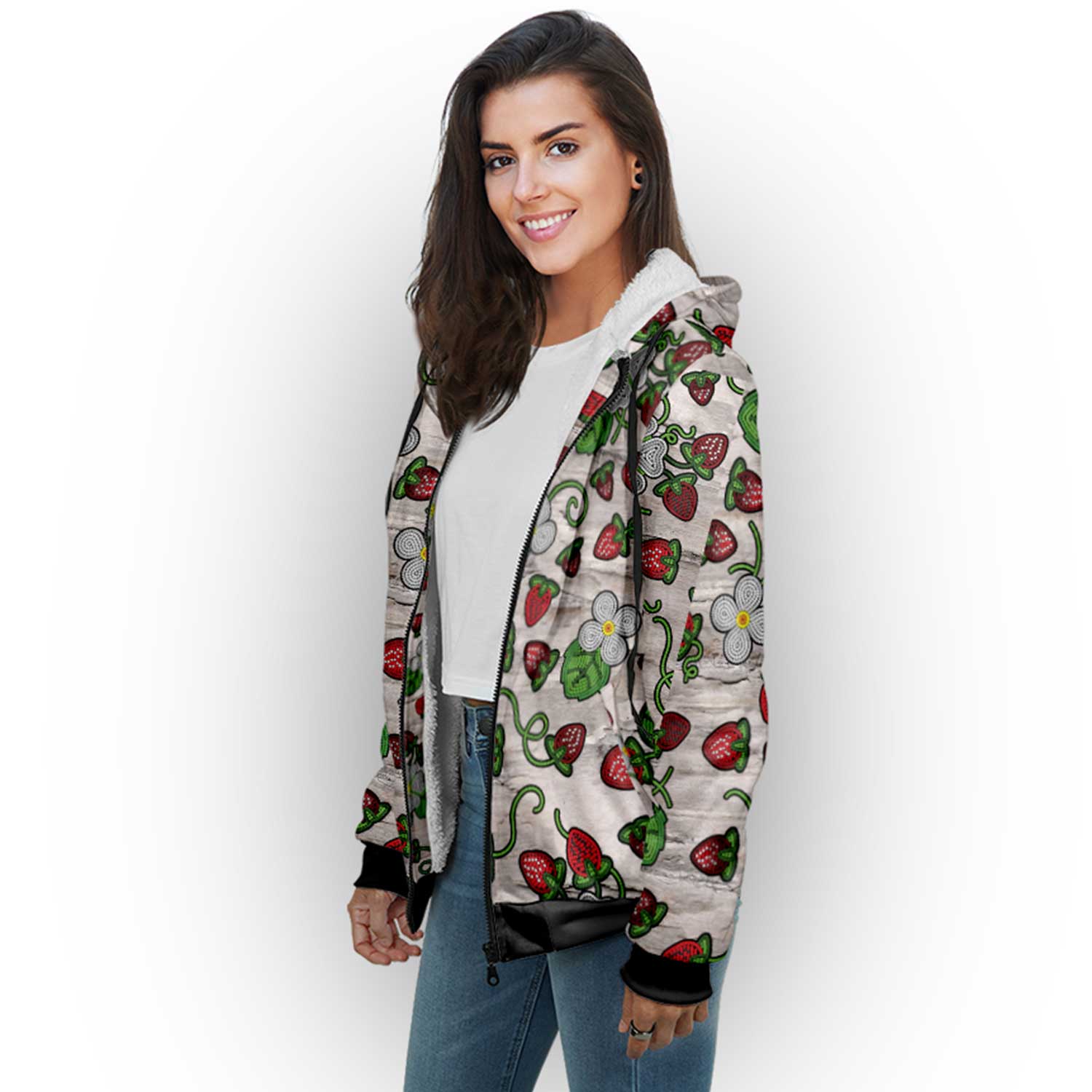 Strawberry Dreams Bright Birch Sherpa Hoodie