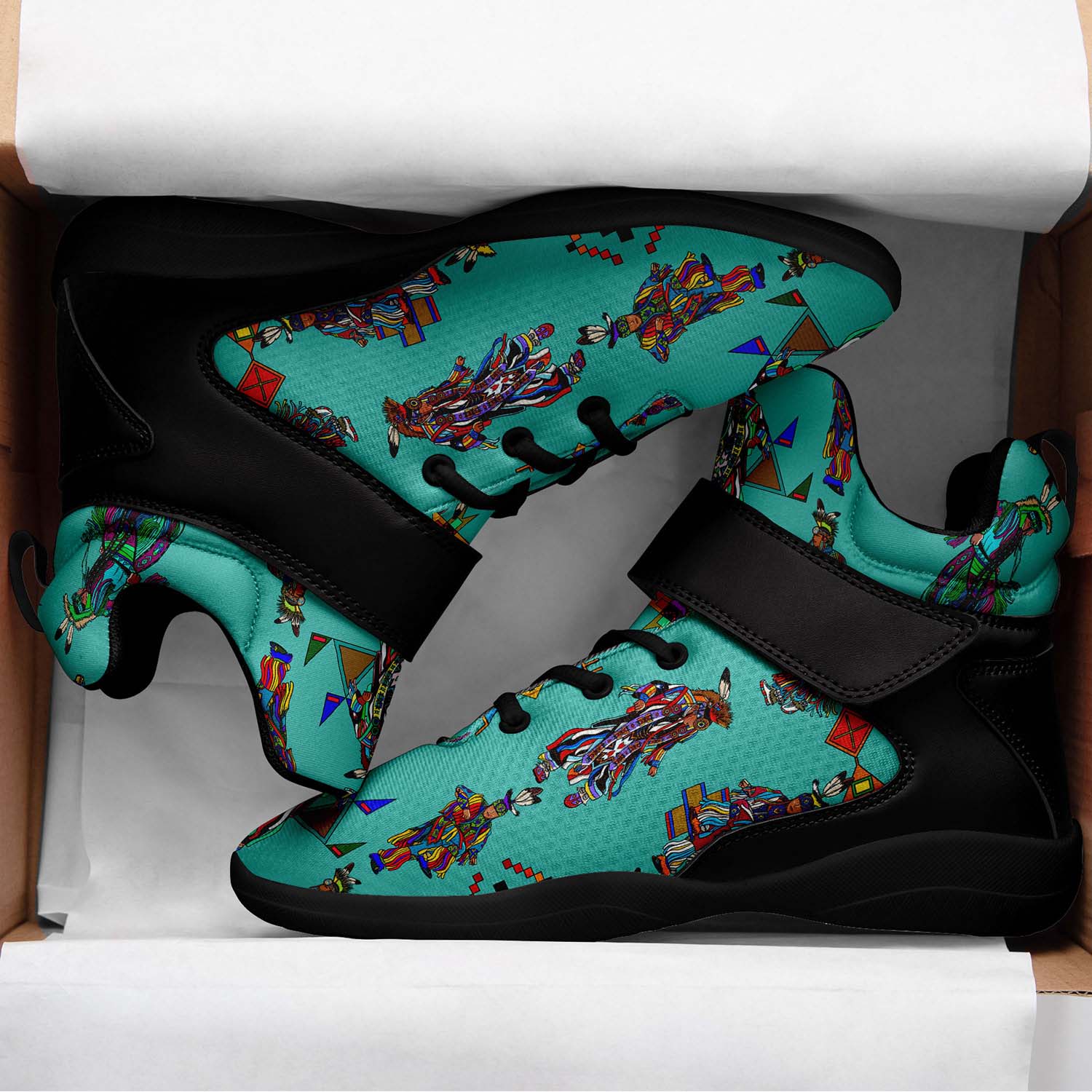 Men's Grass Dancers Eggshell Blue Ipottaa Basketball / Sport High Top Shoes - Black Sole
