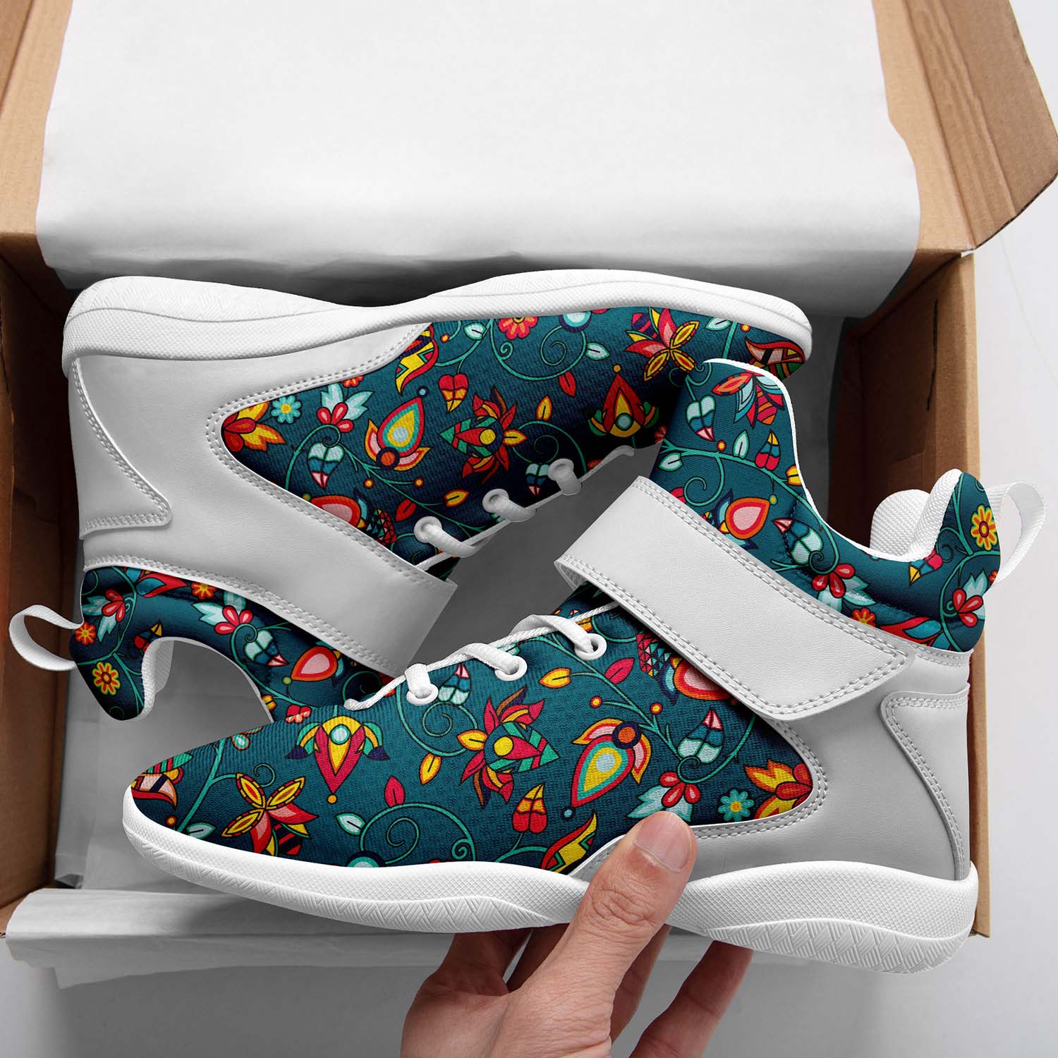 Thorny Path Teal Ipottaa Basketball / Sport High Top Shoes - White Sole