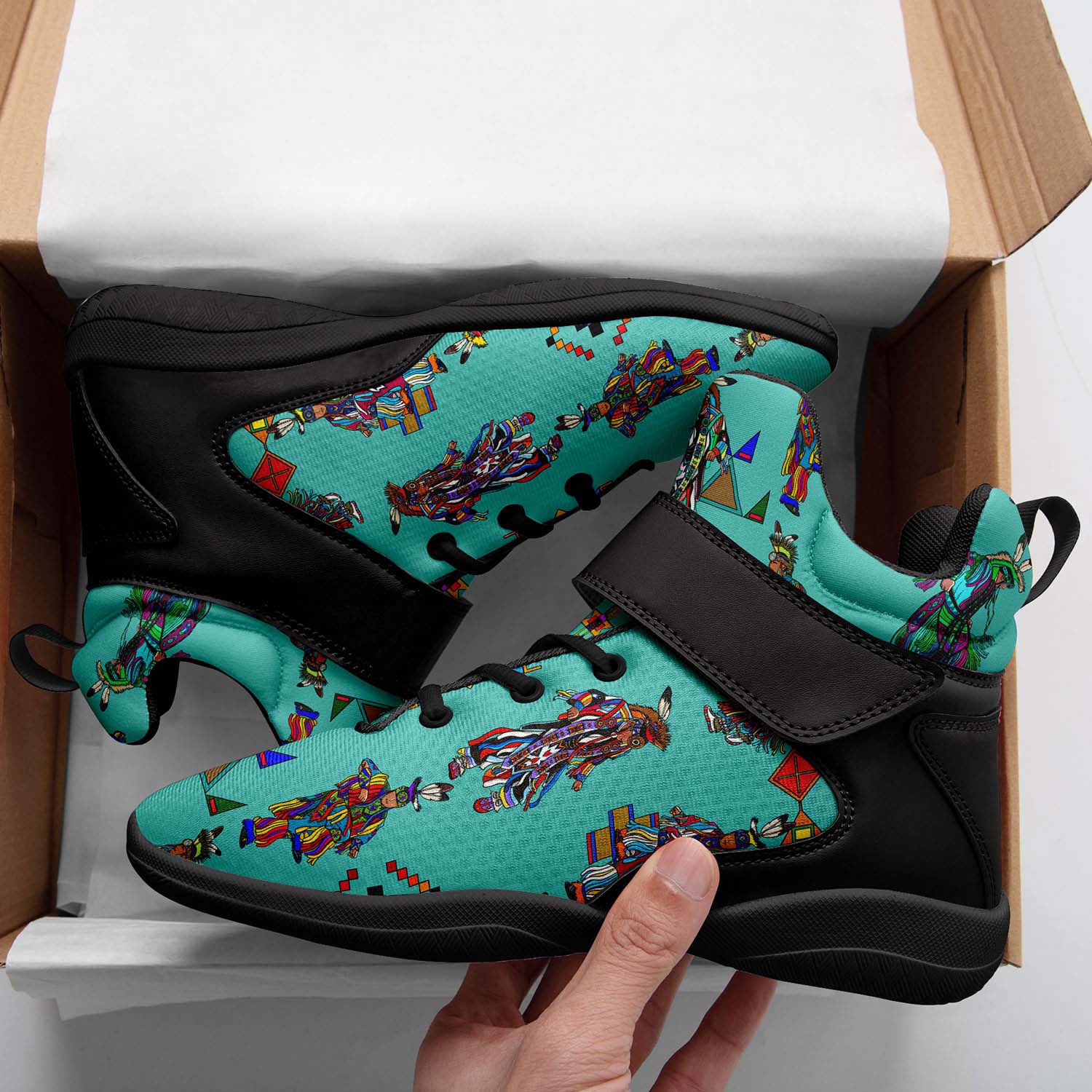 Men's Grass Dancers Eggshell Blue Ipottaa Basketball / Sport High Top Shoes - Black Sole