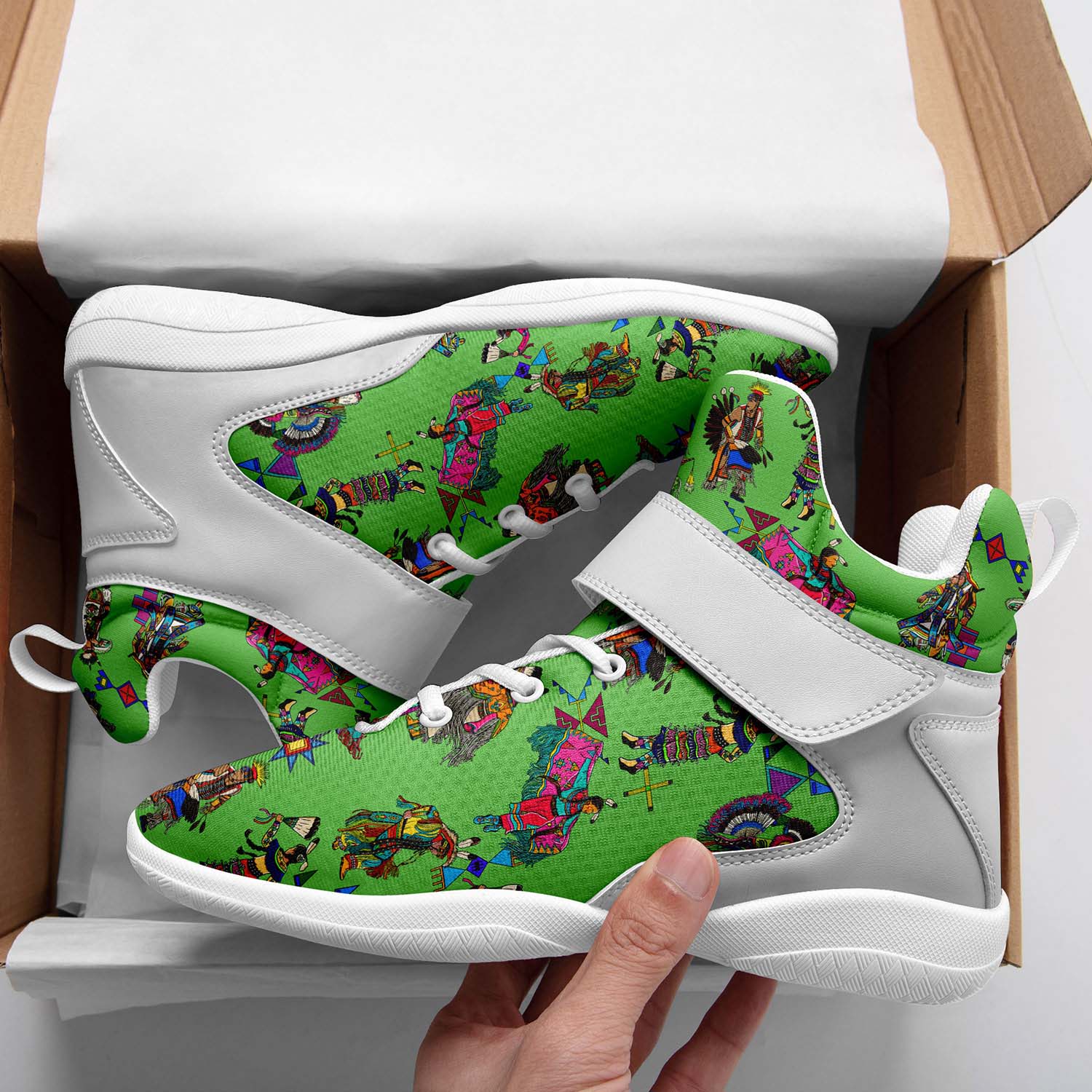 Grand Entry Dancers Grass Ipottaa Basketball / Sport High Top Shoes - White Sole