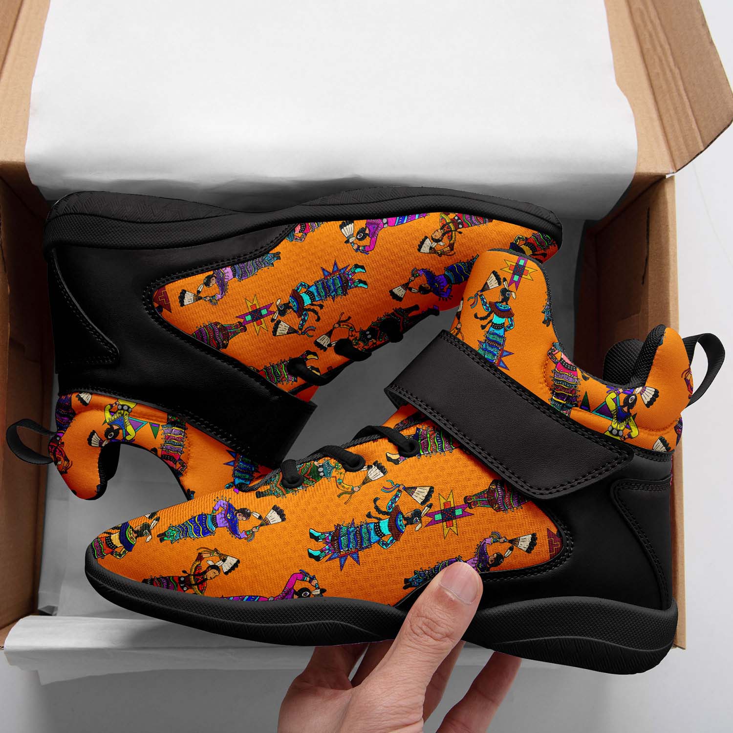 Women's Jingle Dancers Orange Ipottaa Basketball / Sport High Top Shoes - Black Sole