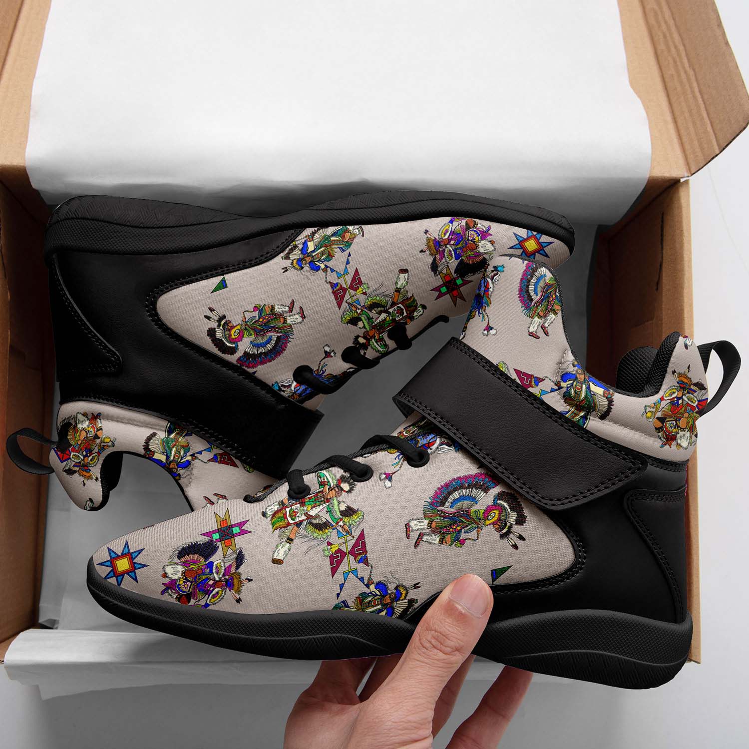 Men's Fancy Dancers Muslin Ipottaa Basketball / Sport High Top Shoes - White Sole