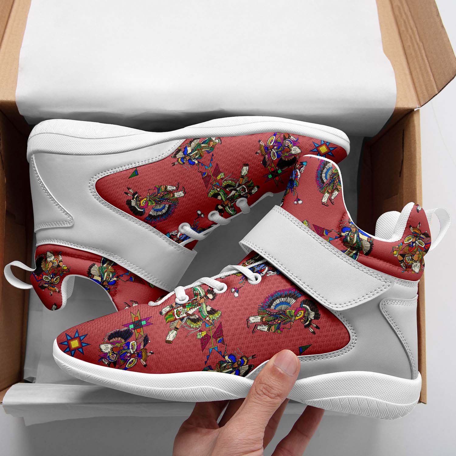 Men's Fancy Dancers Terra Cotta Ipottaa Basketball / Sport High Top Shoes - White Sole