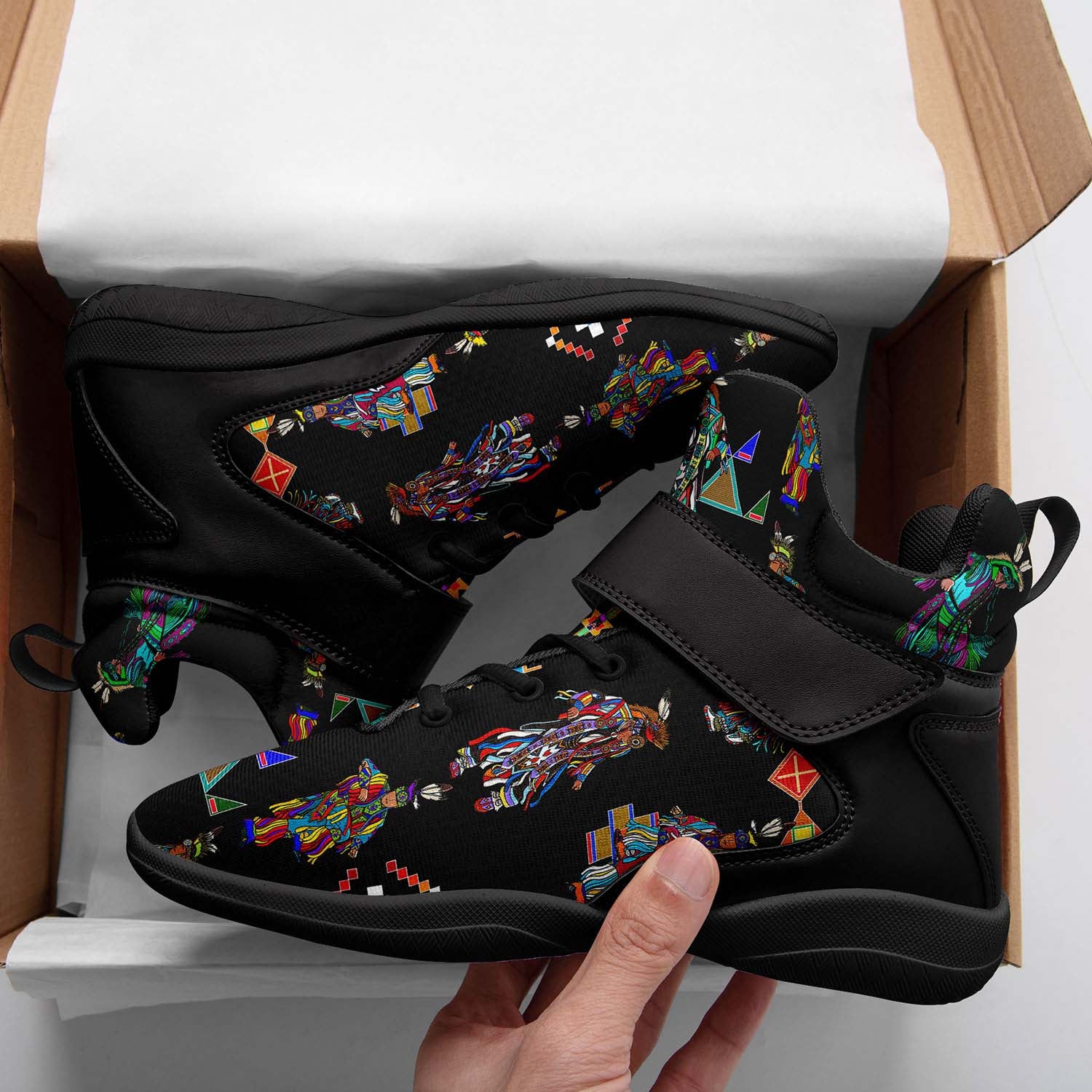 Men's Grass Dancers Black Ipottaa Basketball / Sport High Top Shoes - Black Sole