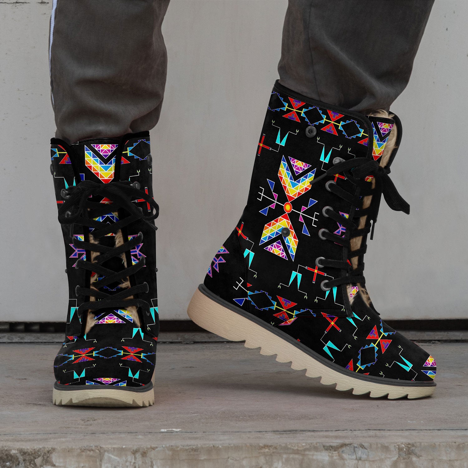 Rainy Chief Rainbow Black Polar Winter Boots