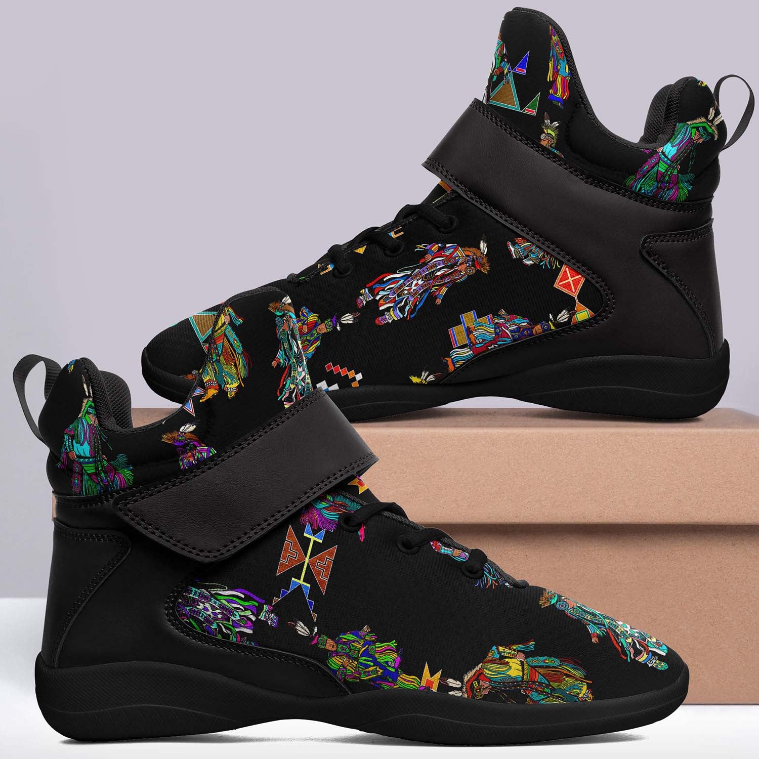 Men's Grass Dancers Black Ipottaa Basketball / Sport High Top Shoes - Black Sole