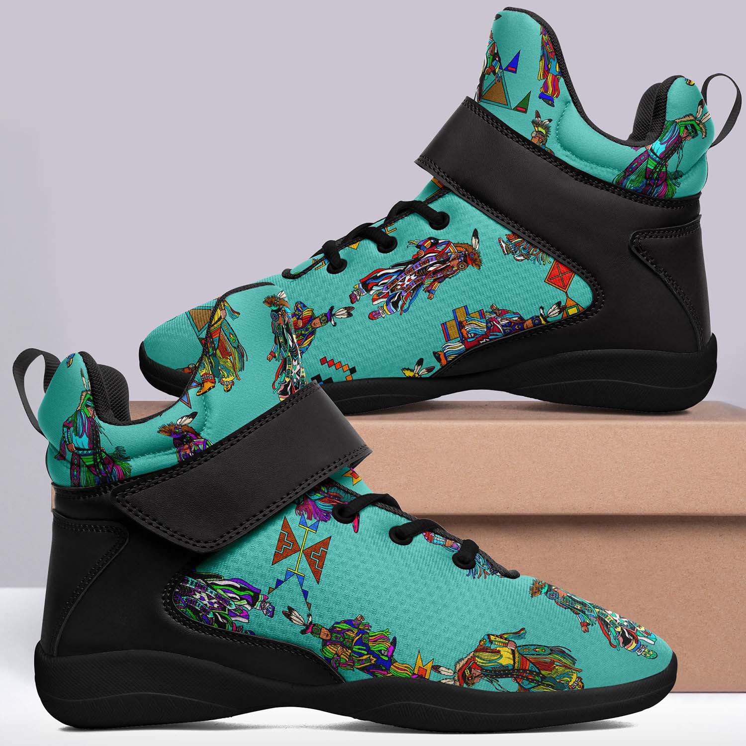 Men's Grass Dancers Eggshell Blue Ipottaa Basketball / Sport High Top Shoes - Black Sole